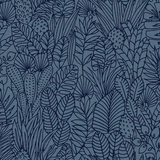 RoomMates Tropical Leaves Sketch Peel & Stick Wallpaper in Navy Blue | 20.5" x 16.5ft | Michaels®